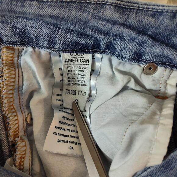 Good American Good Legs Jeans Womens 4/27 Light Wash Distressed Ripped Skinny - Picture 10 of 14